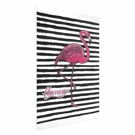 Poster - Black Stripes and Flamingo Artgeist