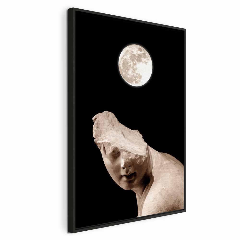 Leinwandbild - Moon and Statue (1 Part) Vertical