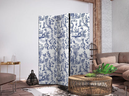 Paravent - Rome and Botany - Blue Pattern with a Greek and Plant Motif Artgeist