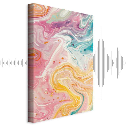 Leinwandbild - Colorful Chaos - Dynamic Shapes in Shades of Pink Yellow and Blue