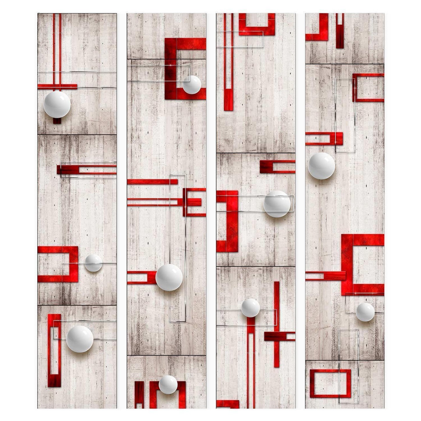 Tapete - Concrete, red frames and white knobs
