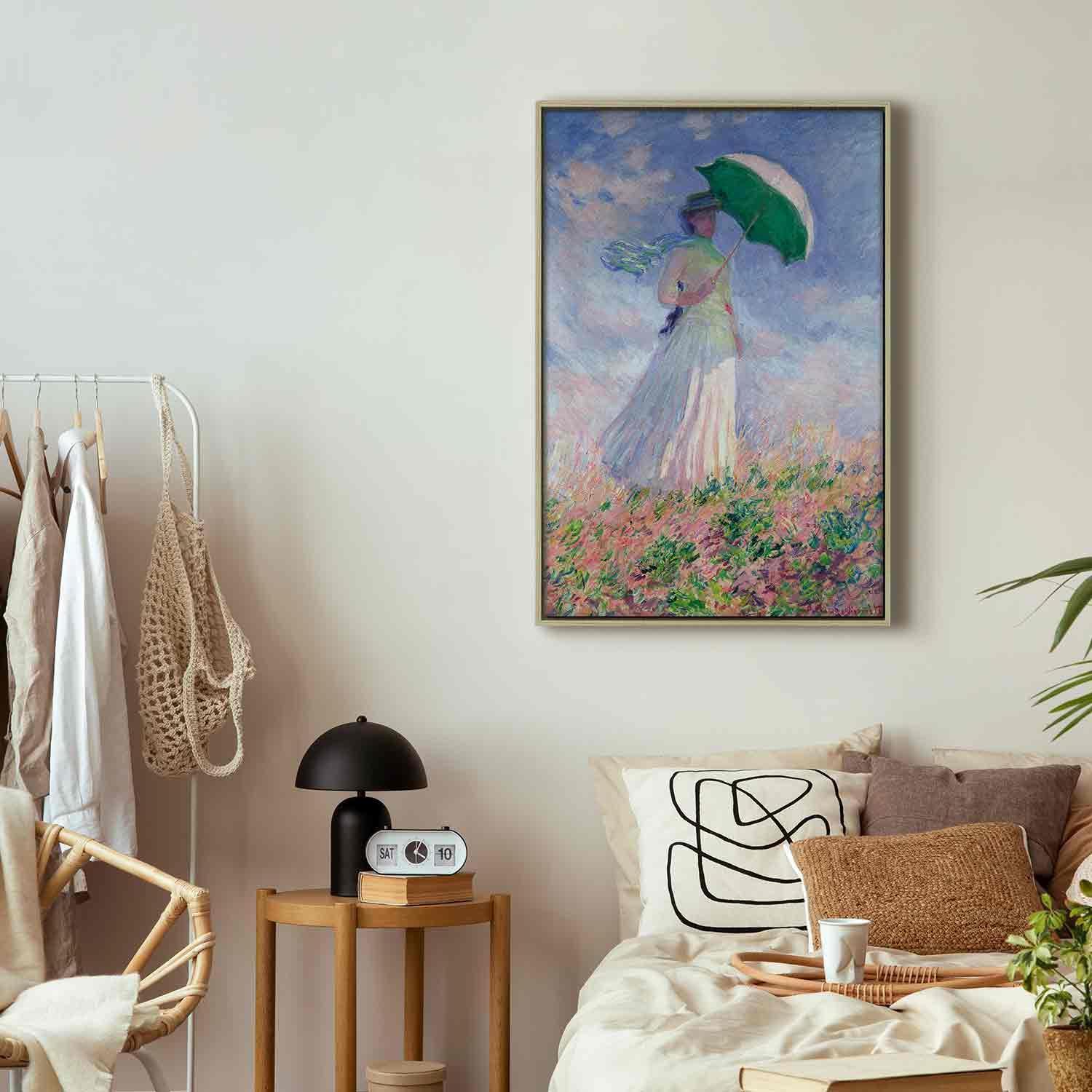 Leinwandbild - Woman with a Parasol, facing right Artgeist