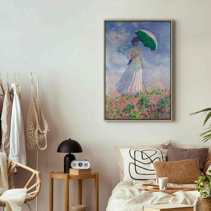 Leinwandbild - Woman with a Parasol, facing right Artgeist