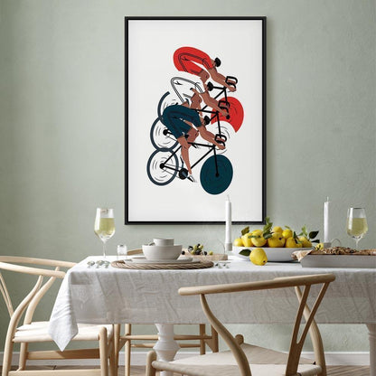 Leinwandbild - Cycling Race Competitors on a Light Background - Illustration