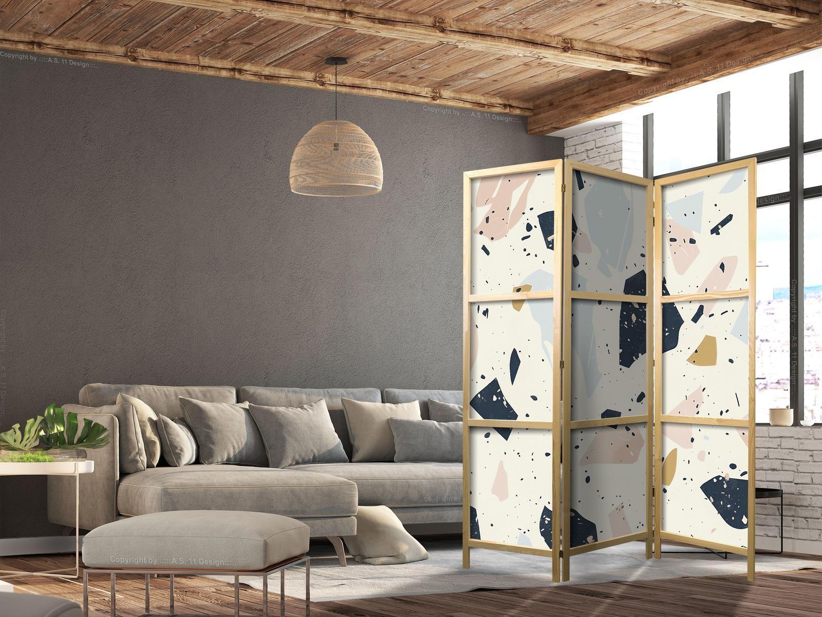 Japanischer Paravent - Terrazzo with Large - Scaled Stones in Muted Colors Artgeist