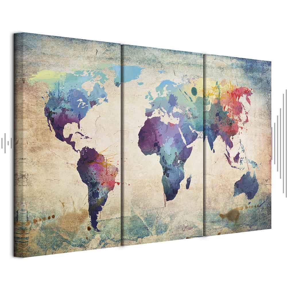Leinwandbild - Rainbow Map (triptych)