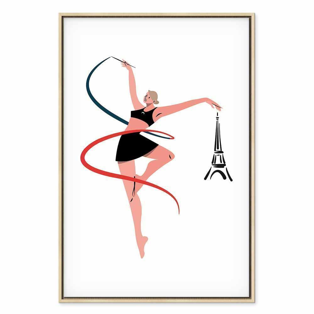 Leinwandbild - Rhythmic Gymnastics - Illustration of a Woman With a Ribbon
