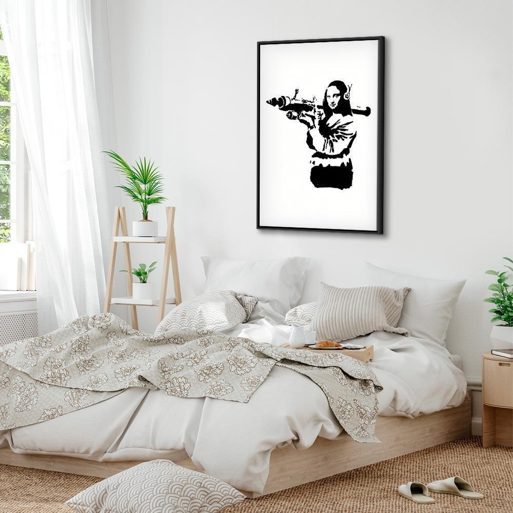 Leinwandbild - Banksy Mona Lisa with Rocket Launcher (1 Part) Vertical
