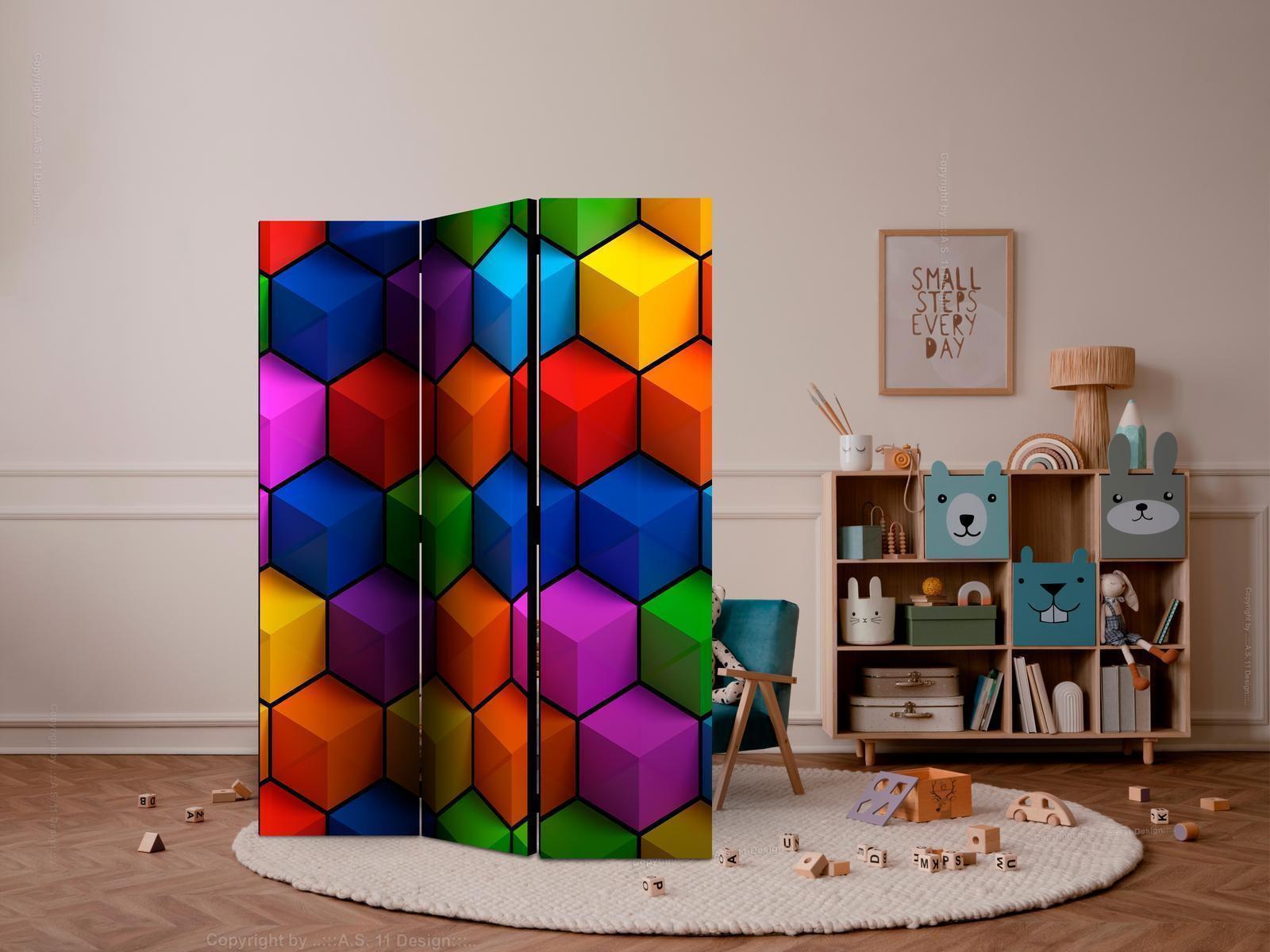 Paravent - Colorful Geometric Boxes Artgeist