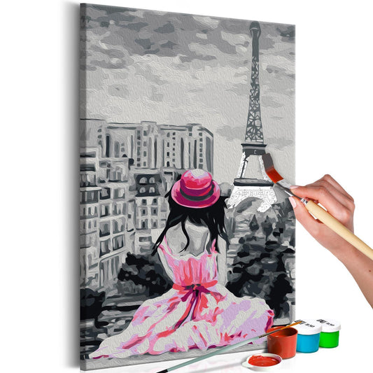 Wandbild zum Ausmalen Paris Eiffel Tower View Dekoration - romantischer Eiffelturm als Wandschmuck