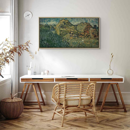 Leinwandbild - Vincent Van Gogh – Field with Wheat Stacks