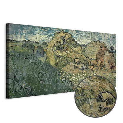 Leinwandbild - Vincent Van Gogh – Field with Wheat Stacks