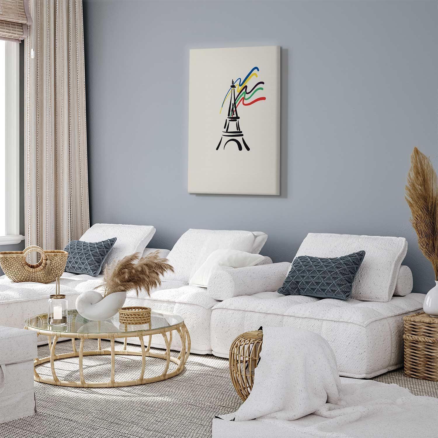 Leinwandbild - Eiffel Tower and Colorful Ribbons Artgeist