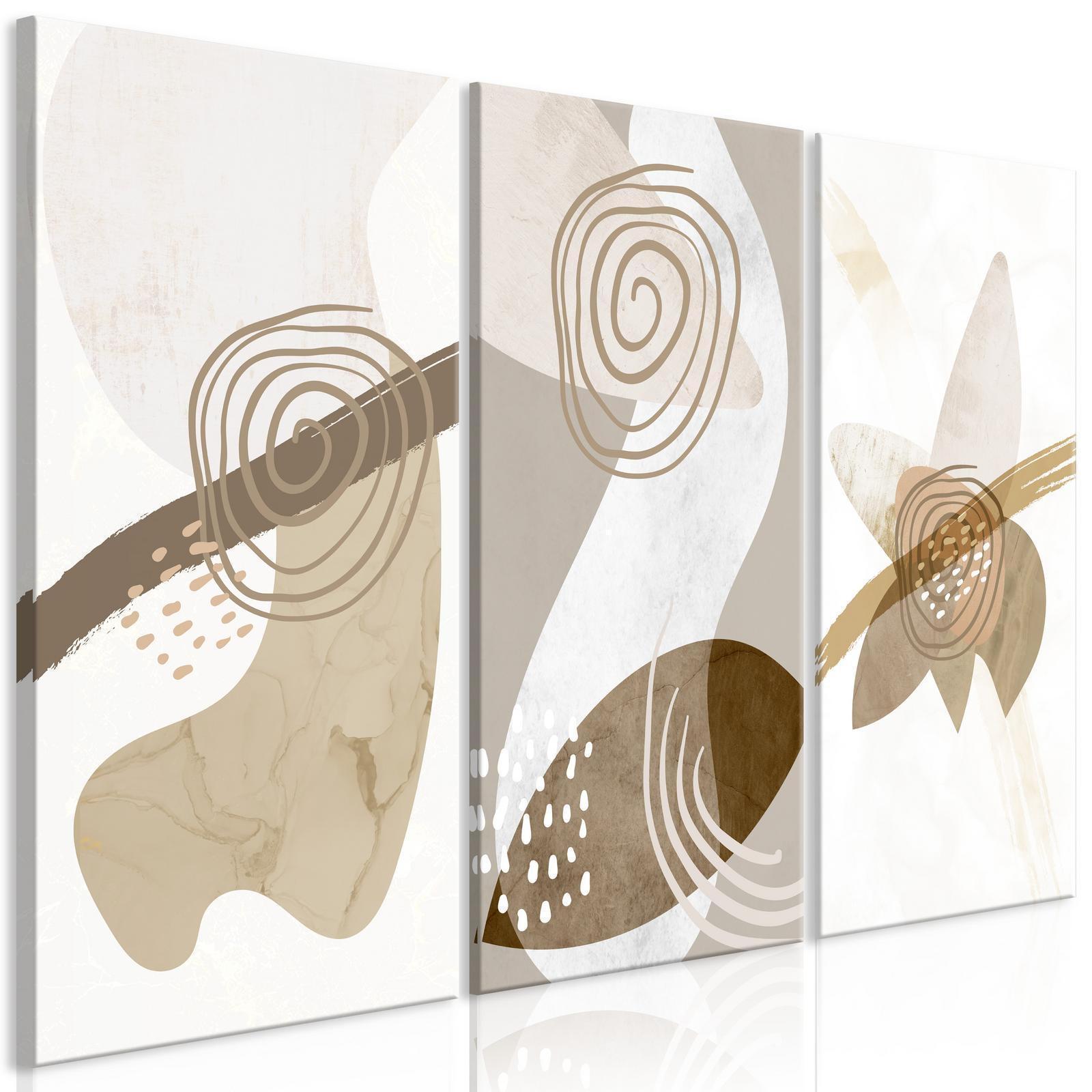 Leinwandbild - Beige Trio (3 Parts) Artgeist