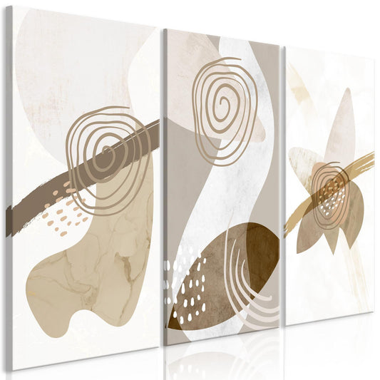 Leinwandbild - Beige Trio (3 Parts) Artgeist