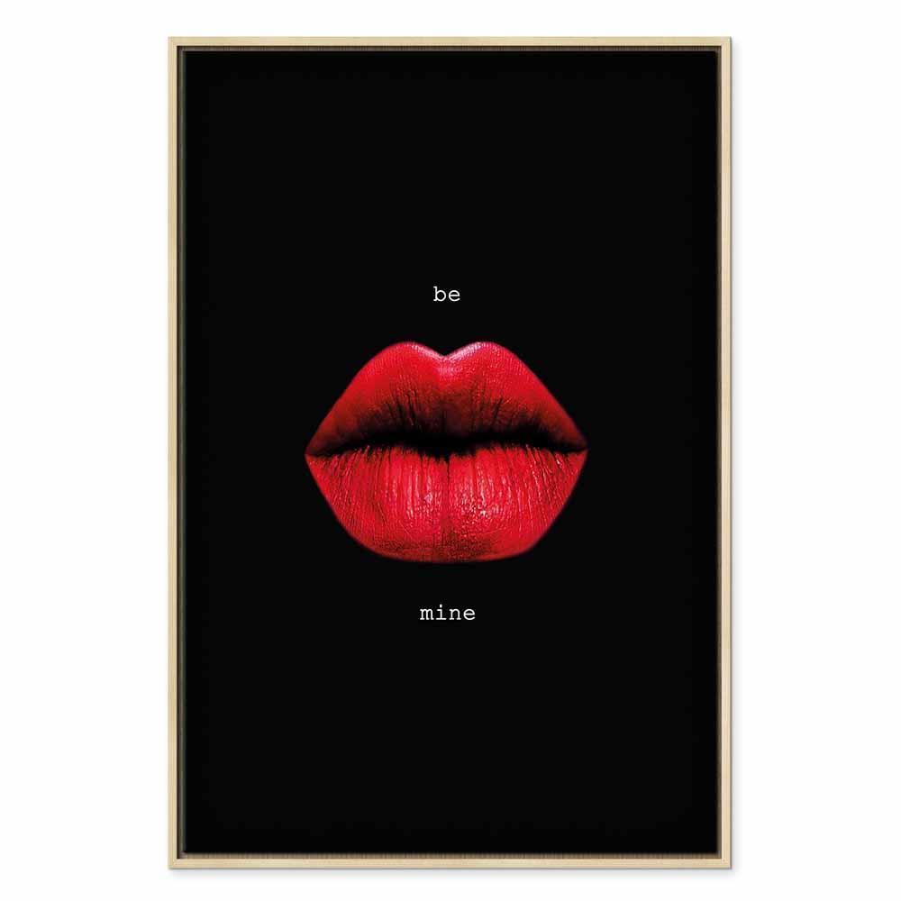 Leinwandbild - Red Lips (1-part) - Black Background with English Text