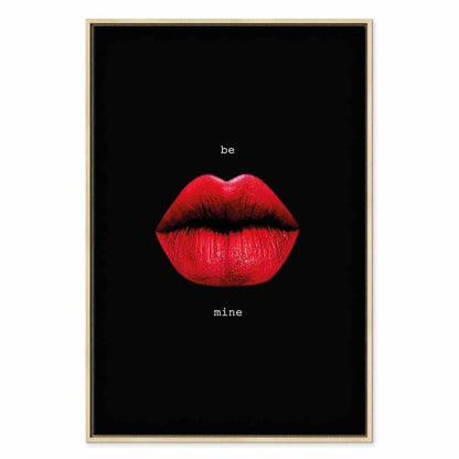 Leinwandbild - Red Lips (1-part) - Black Background with English Text