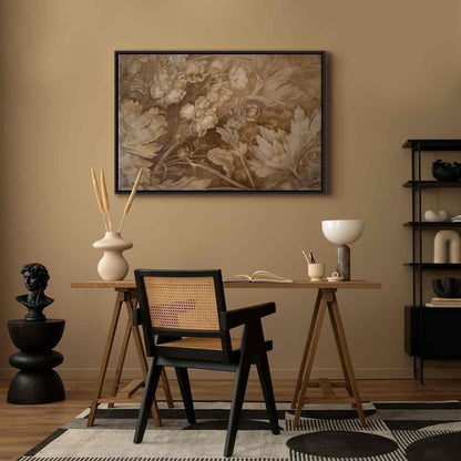 Leinwandbild - Floral Ornaments Carved in Delicate Sepia and Brown Shades Artgeist