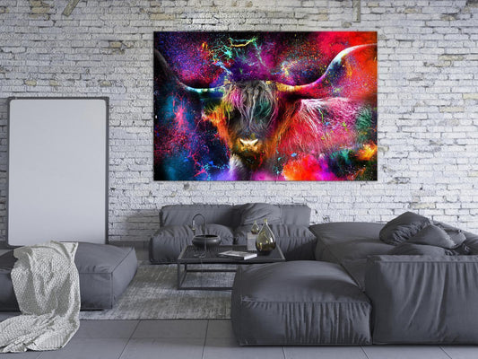 Leinwandbild - Colorful Bull (1 Part) Wide Artgeist