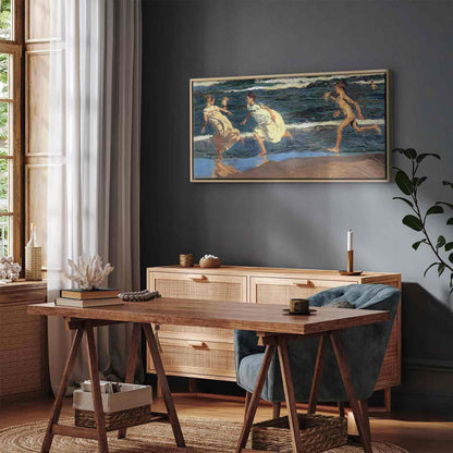 Leinwandbild - Joaquín Sorolla y Bastida – Running along the Beach