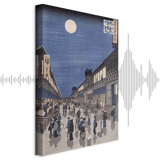 Leinwandbild - Utagawa Hiroshige – Night time view of Saruwaka Street