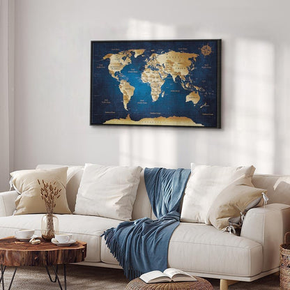 Leinwandbild - World Map: The Dark Blue Depths