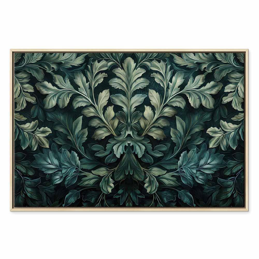 Leinwandbild - Dark Green Victorian Leaves: Botanical Carved Composition
