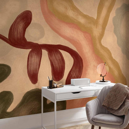 Fototapete - Colorful shapes – worn-out figures in lime wash technique