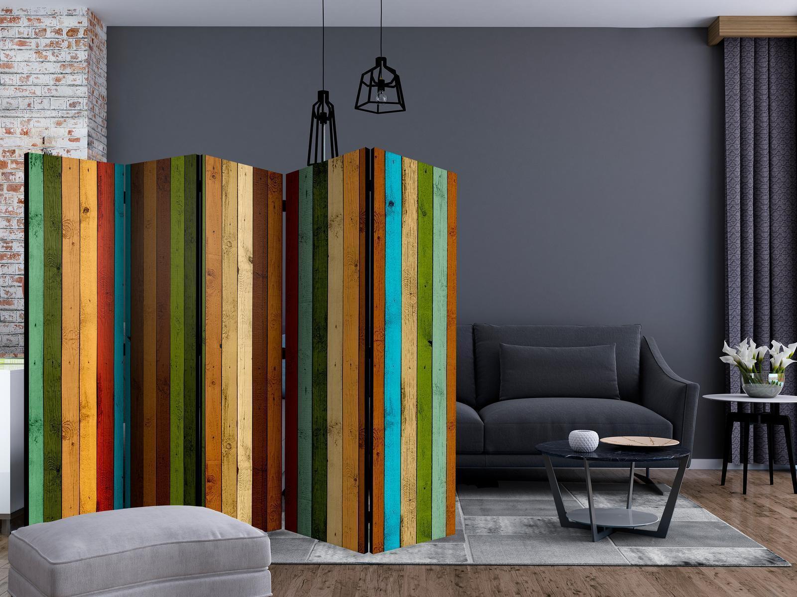 Paravent - Wooden rainbow II Artgeist