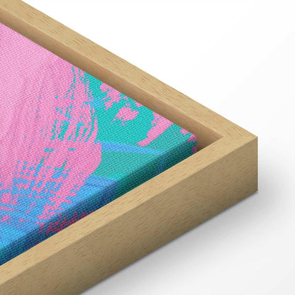 Leinwandbild - Pink Flamingo - Abstract Flamingo Against Palms and Ice Cubes