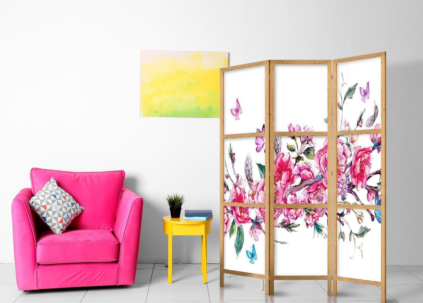 Japanischer Paravent - Style: Flowers and Butterflies Artgeist