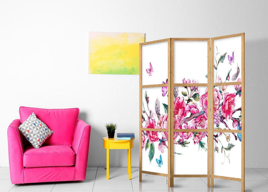 Japanischer Paravent - Style: Flowers and Butterflies Artgeist