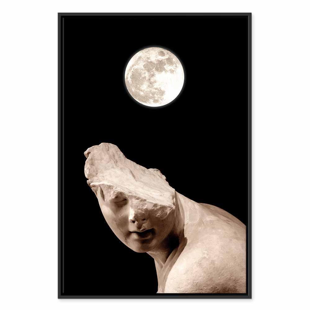 Leinwandbild - Moon and Statue (1 Part) Vertical