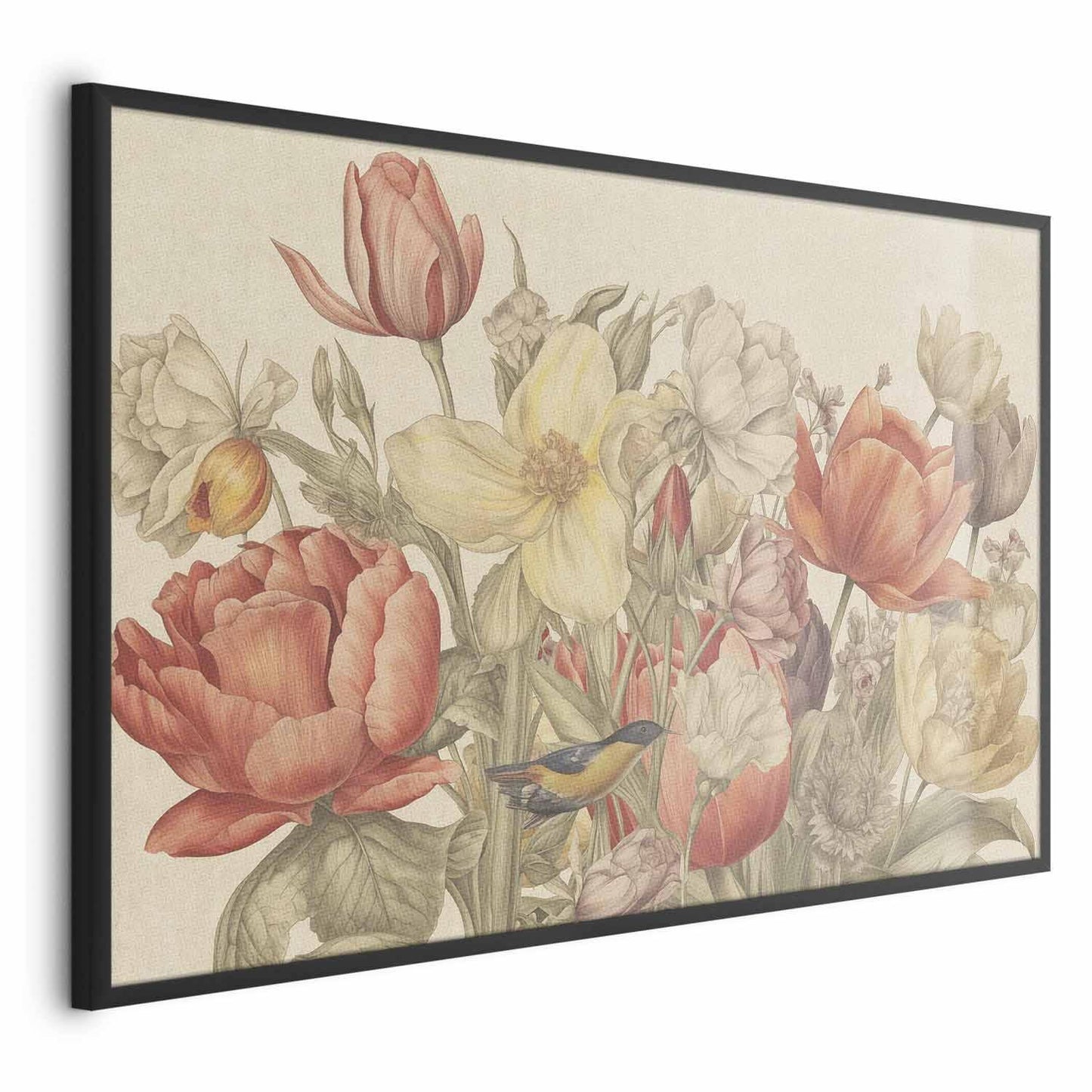 Poster - Flower Bouquet on a Cream Background Artgeist