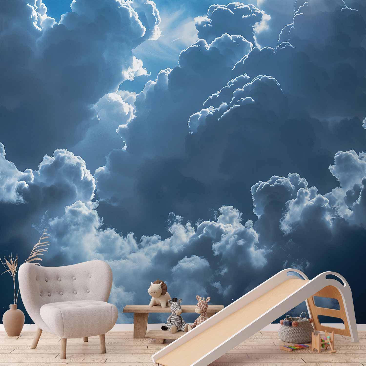Fototapete - Animated Scenery: The Sun Battling with Clouds Artgeist