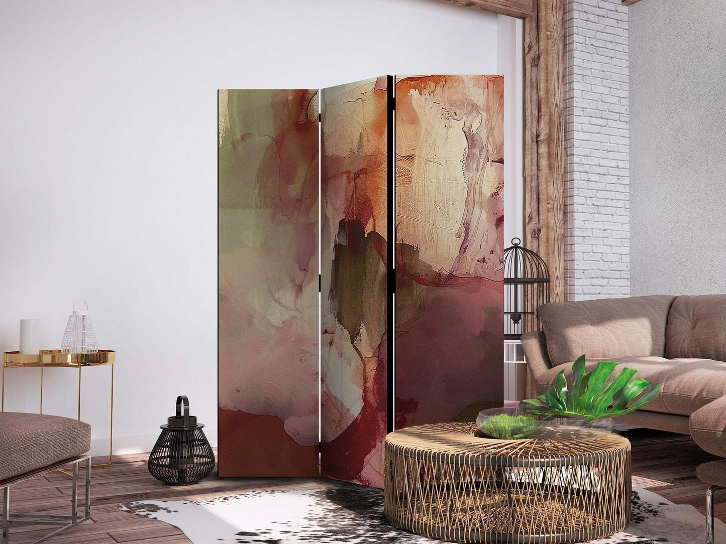 Paravent - Rose Abstraction - Spilled Watercolor Paint in Spring Colors Artgeist