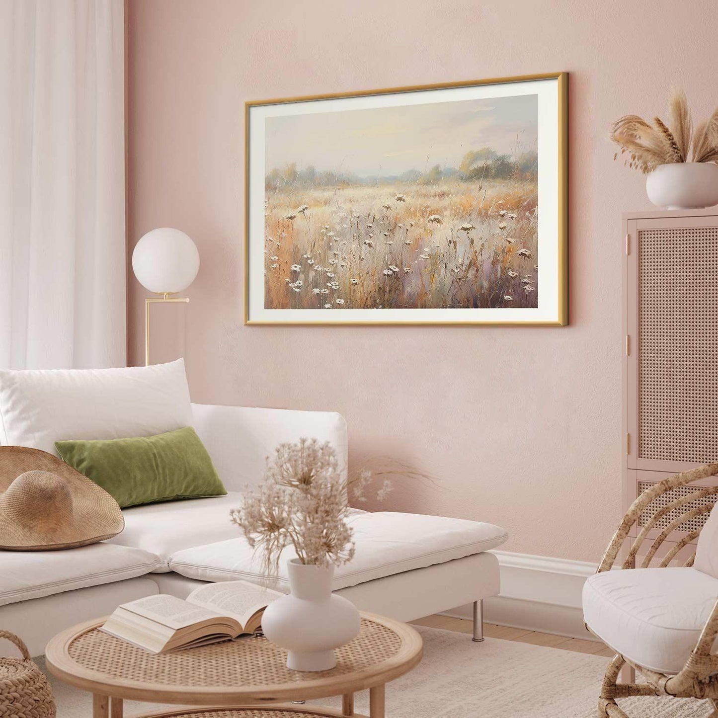 Poster - Impressionist meadow – field landscape in a pastel colour palette