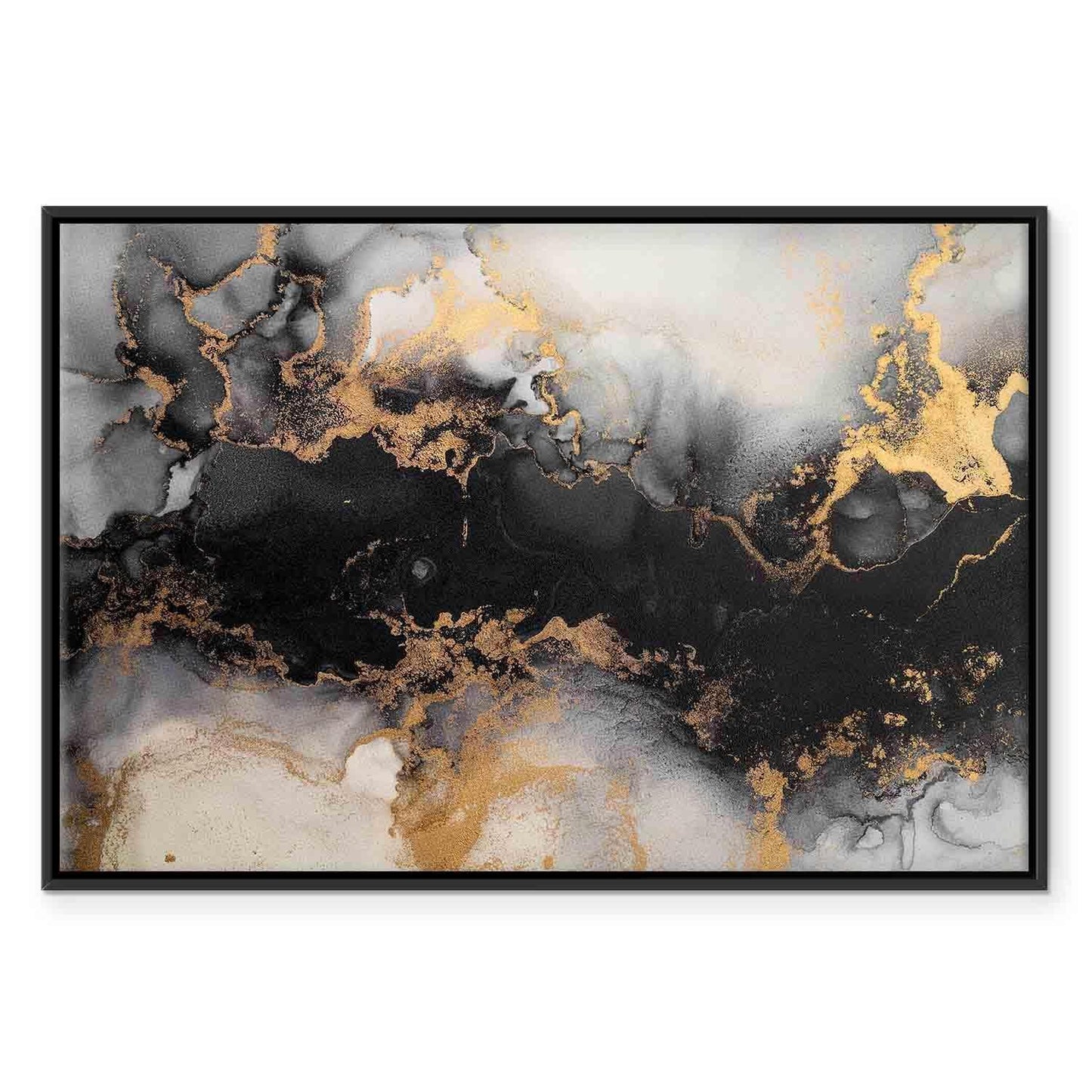 Leinwandbild - Golden explosions – abstract pattern inspired by marble