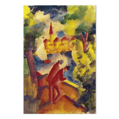 Leinwandbild - August Macke – Men on the Road by the Lake