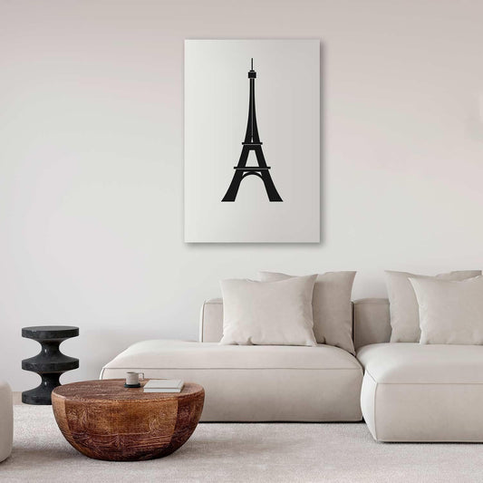 Leinwandbild - Eiffel Tower Simple Graphics in Black and White Artgeist
