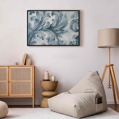 Leinwandbild - Stone Baroque Ornaments in Light Shades of Gray-Blue Artgeist