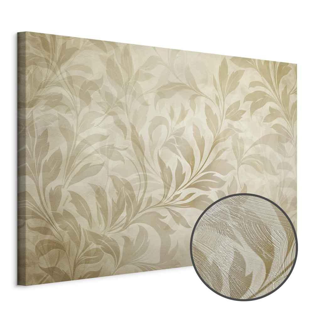 Leinwandbild - Botanical Motif with Leaves and Vines in Sand Colors