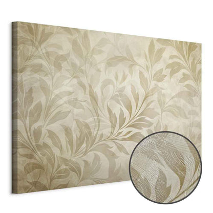 Leinwandbild - Botanical Motif with Leaves and Vines in Sand Colors