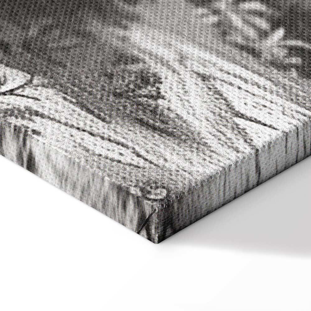 Leinwandbild - Black and White Vintage Landscape Retro View of a Pond with a Boat