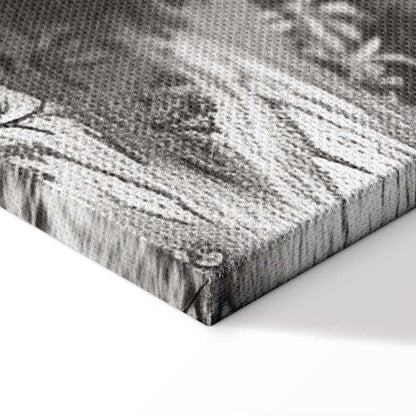 Leinwandbild - Black and White Vintage Landscape Retro View of a Pond with a Boat