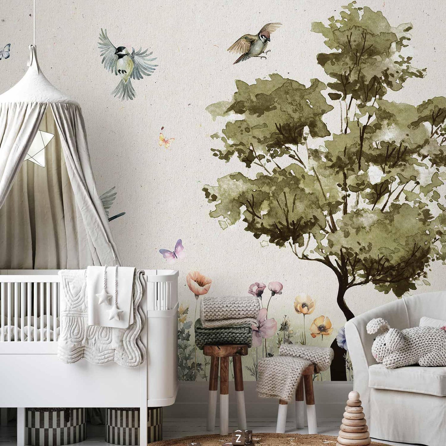 Fototapete - Spring Meadow - a Clearing With Flowers Painted in Watercolours