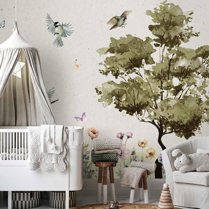 Fototapete - Spring Meadow - a Clearing With Flowers Painted in Watercolours