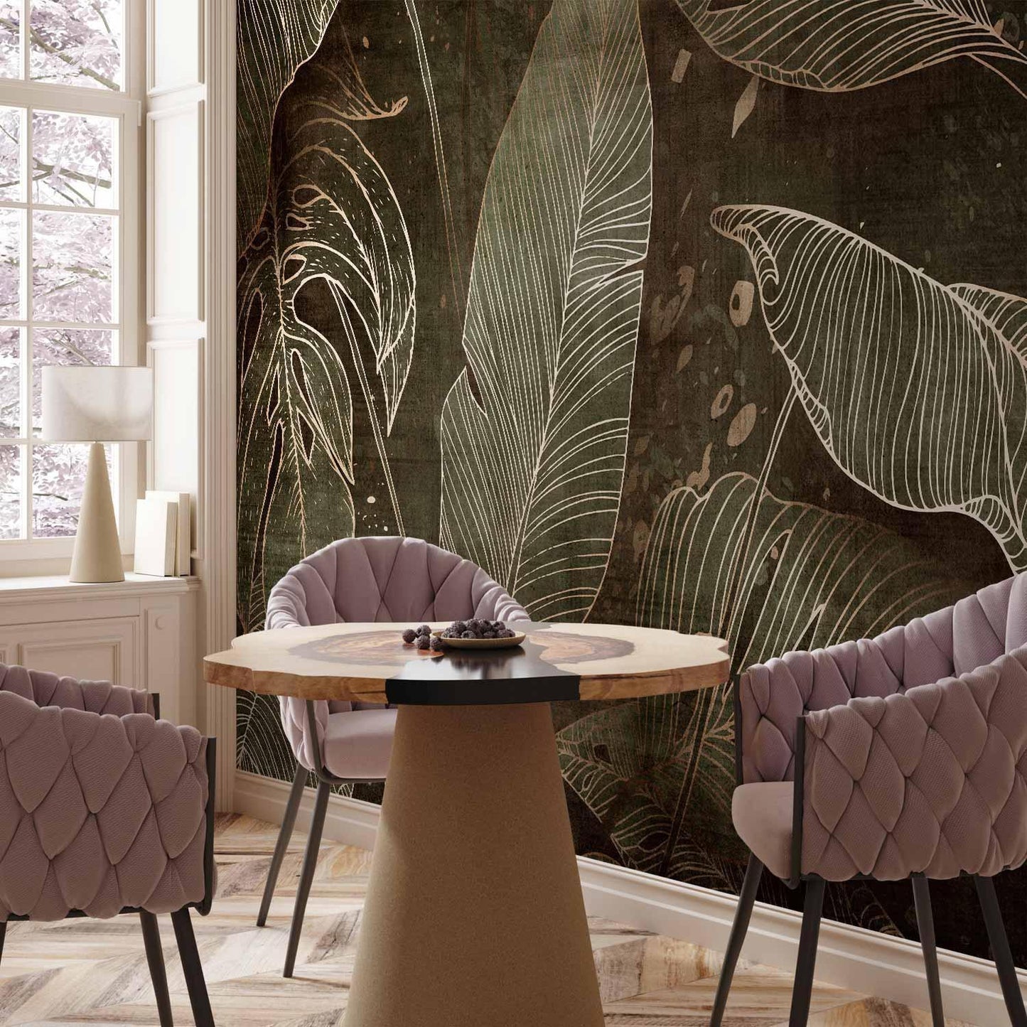 Fototapete Labyrinth der Blätter – Tropisches Blätterdach in Grüntönen