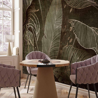 Fototapete Labyrinth der Blätter – Tropisches Blätterdach in Grüntönen