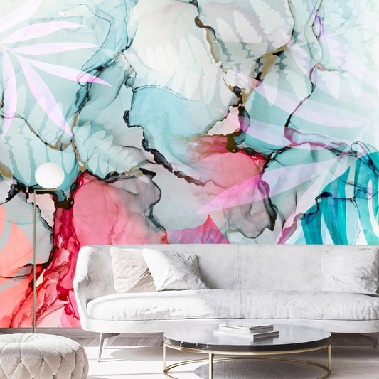 Fototapete Abstrakte Finesse im Wohnzimmer - Stilvolle abstrakte Akzentwand mit eleganten Mustern